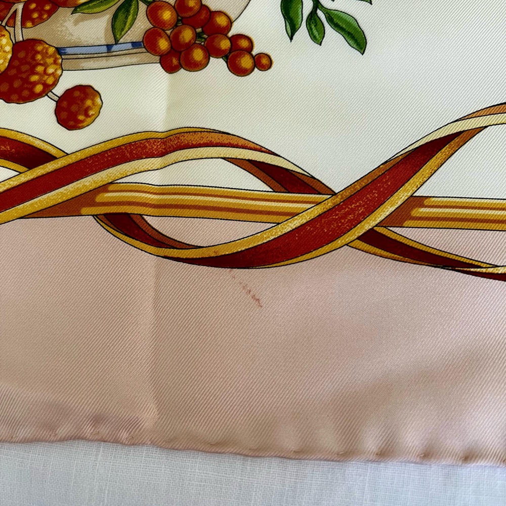 Salvatore Ferragamo Silk Scarf in Cream, Gold, Blue, Green, Brown - Picture 13 of 16